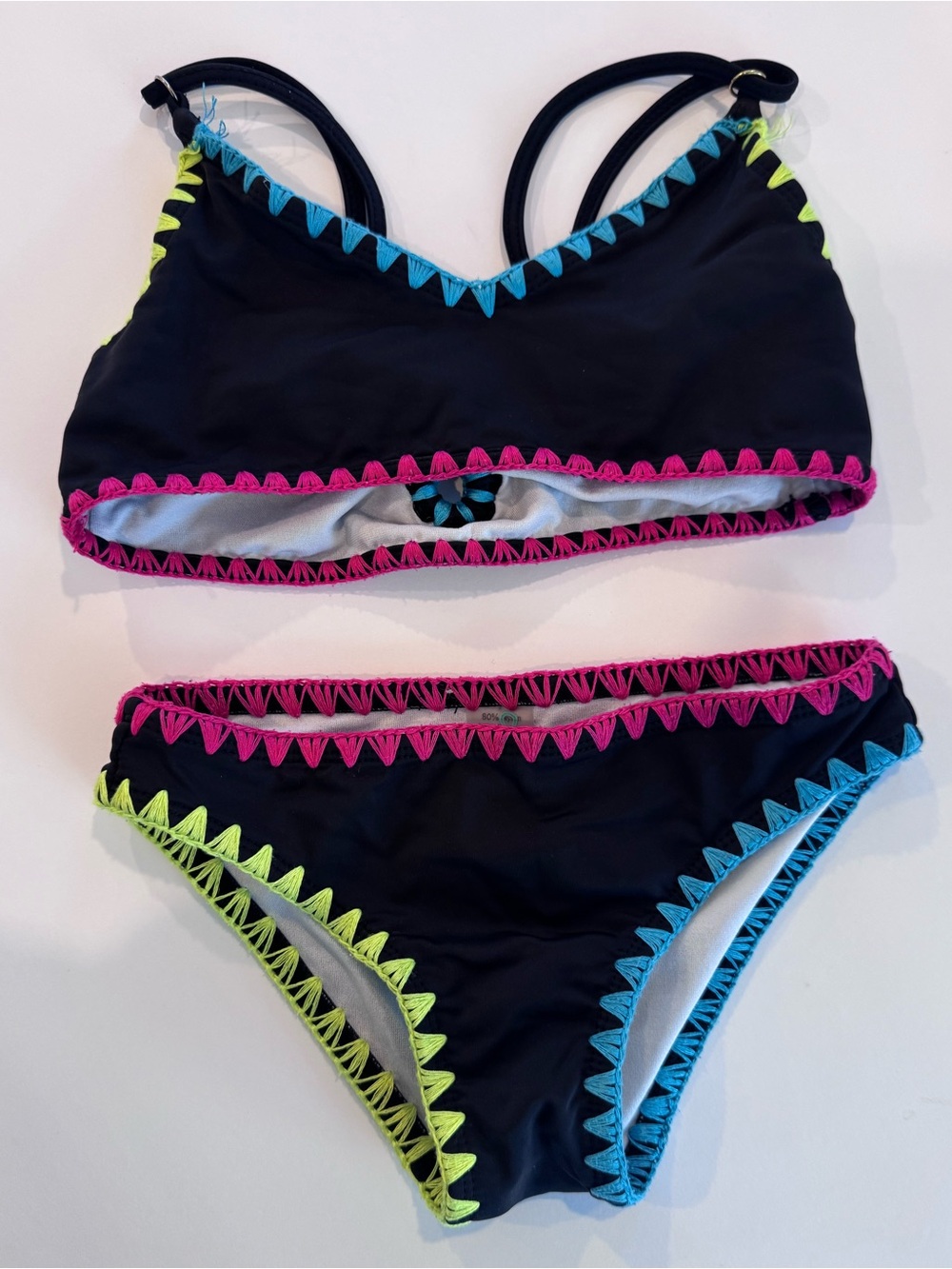 Coral reef Kids Black Bikini with Neon Trim